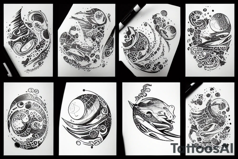 a White whale in space tattoo idea