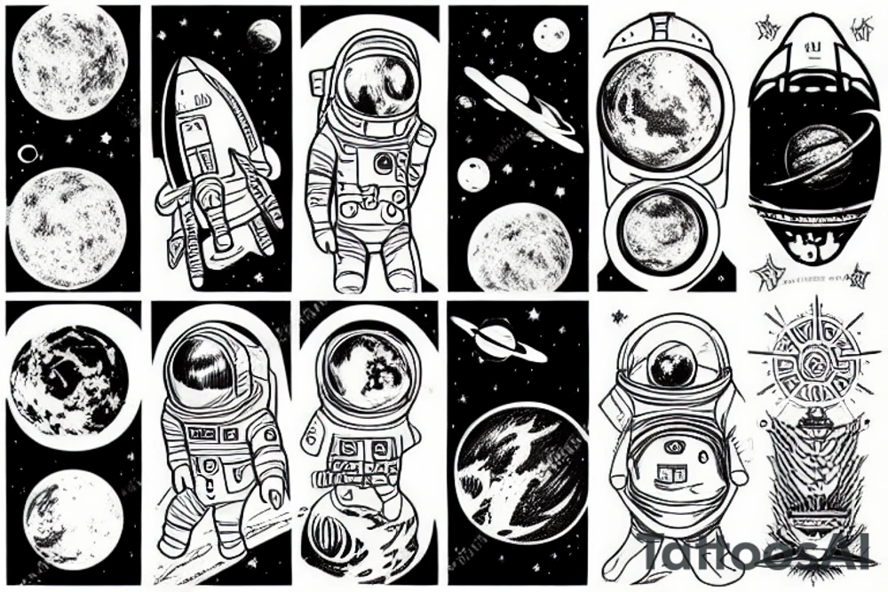 Space themed tatto voyager tattoo idea
