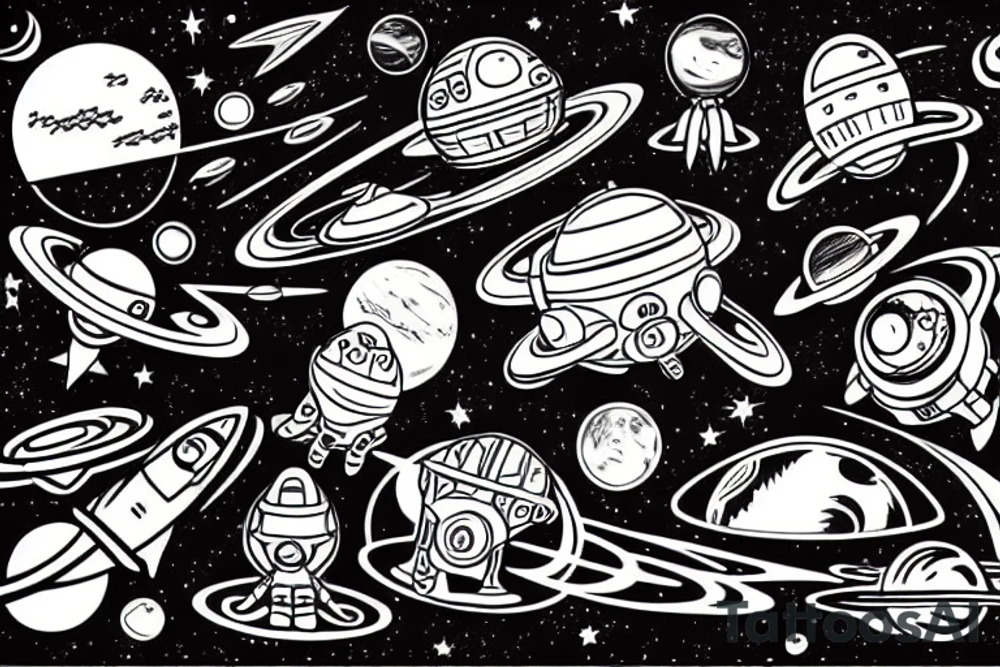 Space themed tatto voyager tattoo idea