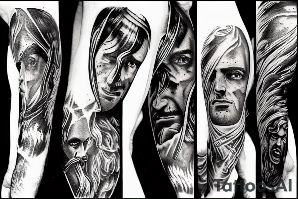 Jesus vs satan on the battlefield of Armageddon tattoo idea