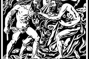 Jesus vs satan on the battlefield of Armageddon tattoo idea