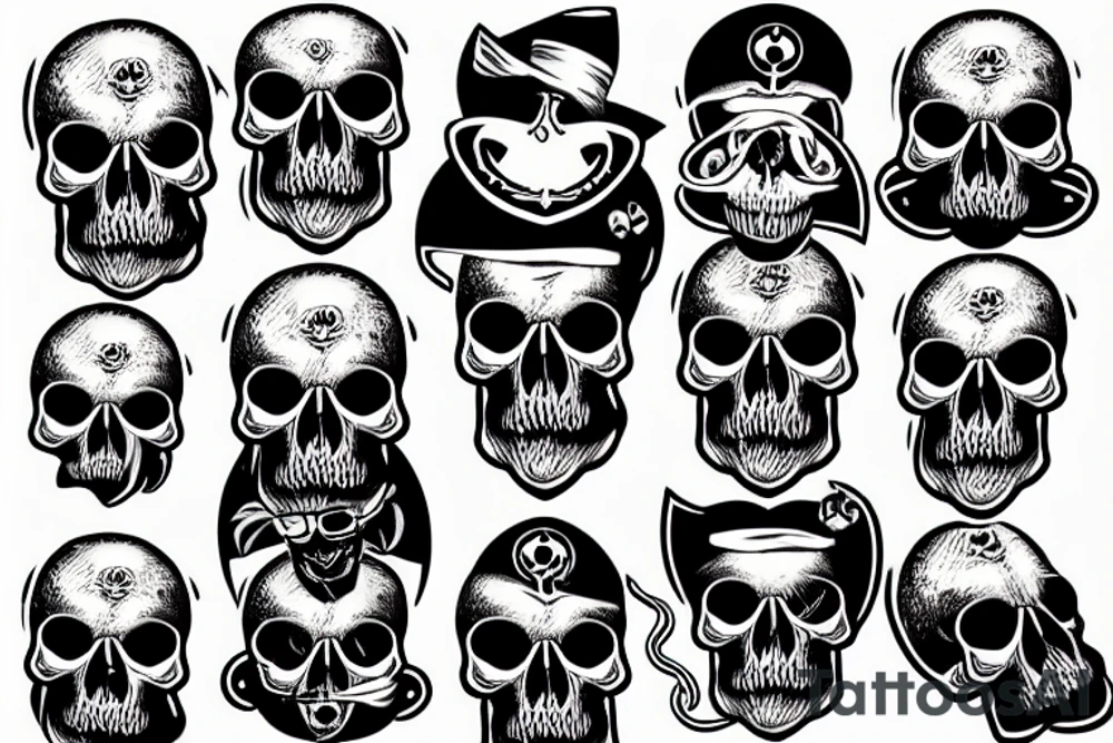 skull with beard tattoo idea