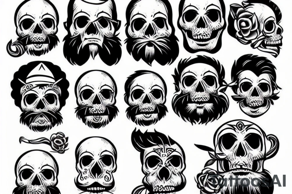 skull with beard tattoo idea