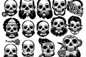 skull with beard tattoo idea