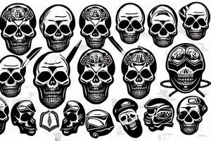 bearded skull in motorcycle helmet tattoo idea
