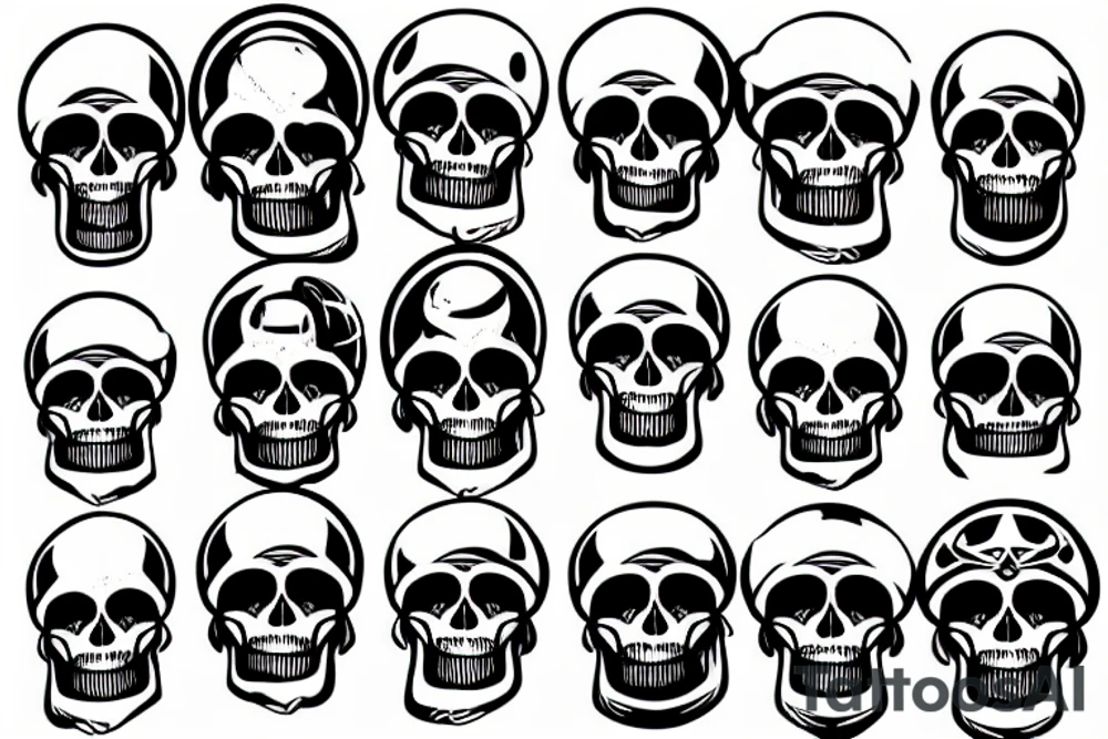bearded skull in motorcycle helmet tattoo idea