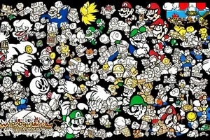 super mario world universe with pixels and glitch tattoo idea