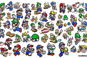 super mario world universe with pixels and glitch tattoo idea