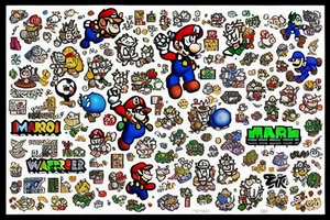 super mario world universe with pixels and glitch tattoo idea