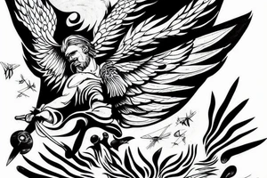 icarus falling from the sun with swords as wings tattoo idea