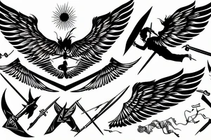 icarus falling from the sun with swords as wings tattoo idea