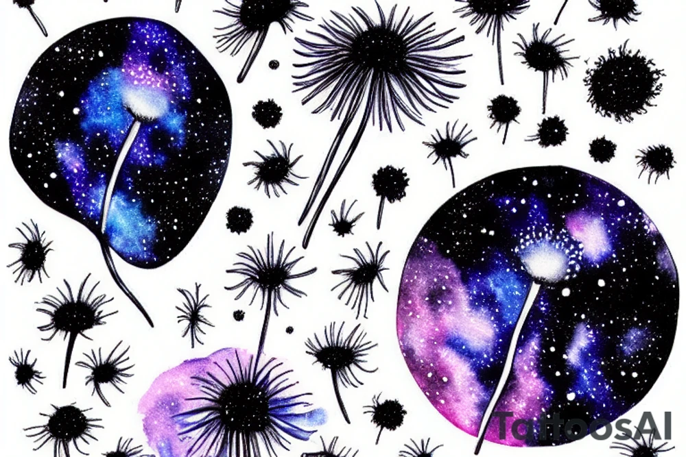 Small galaxy from a dandelion tattoo idea