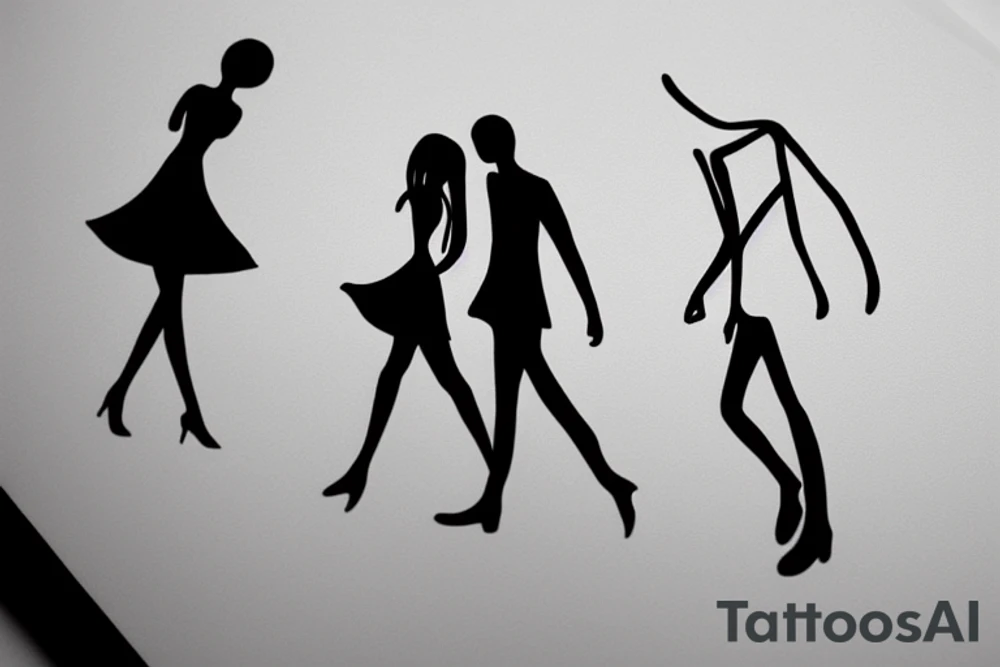 couple walking. minimal. thin. tattoo idea