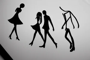 couple walking. minimal. thin. tattoo idea