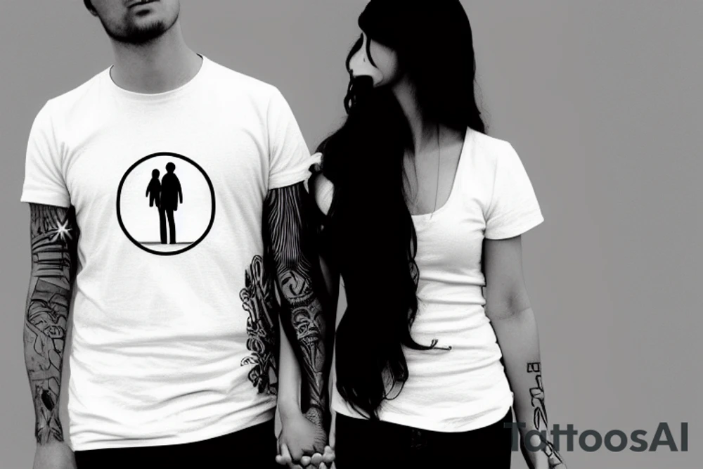 couple walking. minimal. thin. tattoo idea