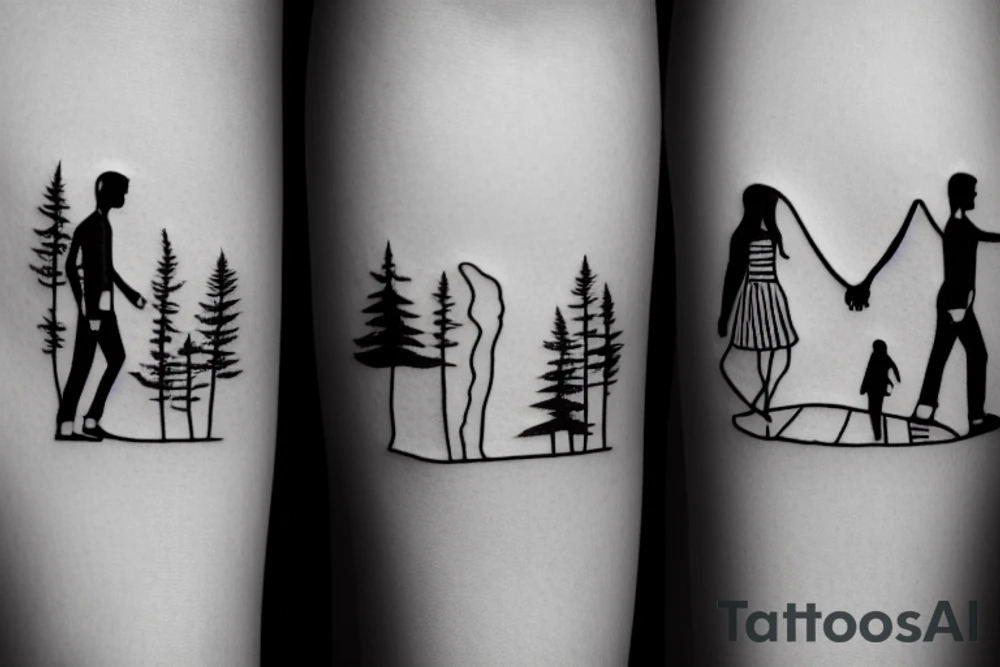 couple walking nature tattoo idea