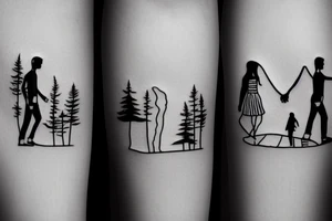couple walking nature tattoo idea