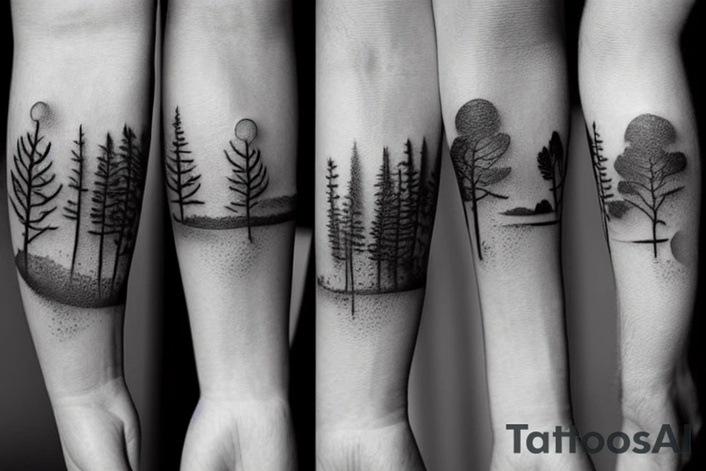 couple walking nature tattoo idea