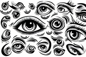 eye surrounded by clouds and lightenting tattoo idea