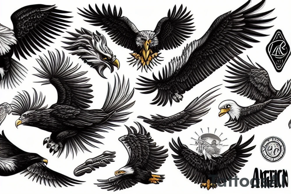 american traditional eagle tattoo idea