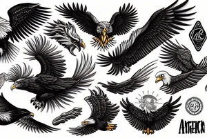 american traditional eagle tattoo idea