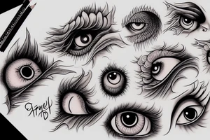 eye sounded by clouds and fire
angel tattoo idea