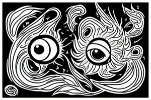 eye sounded by clouds and fire
angel tattoo idea