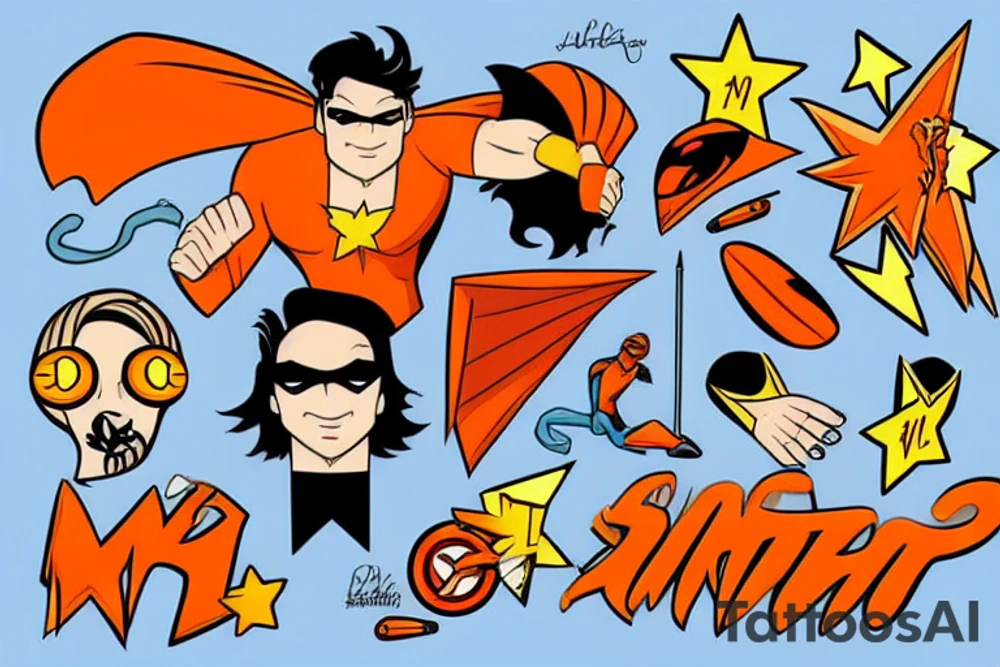 Superhero with orange suit tattoo idea