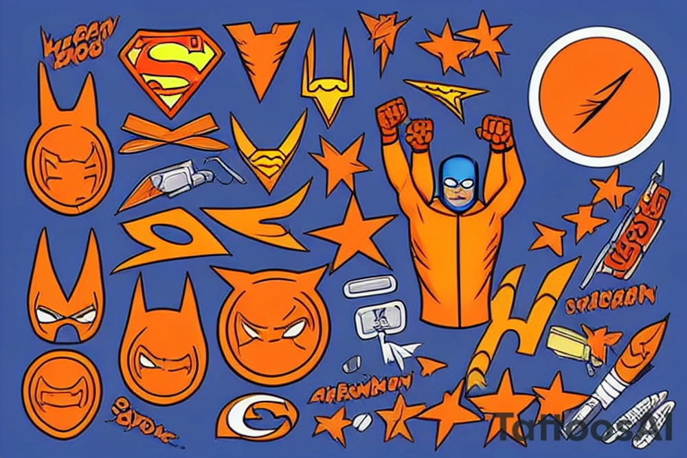 Superhero with orange suit tattoo idea