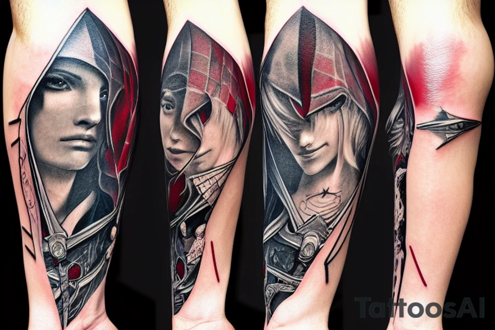 assassin's creed hidden blade shown under torn flesh tattoo idea