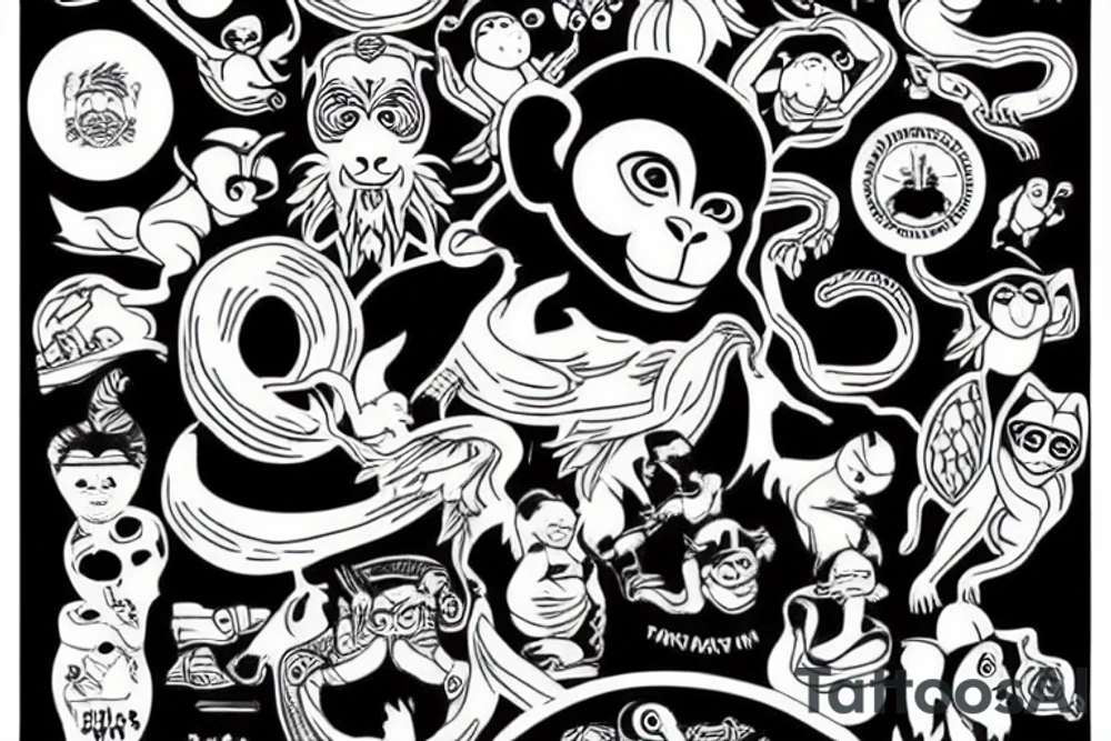 A monkey surfing tattoo idea