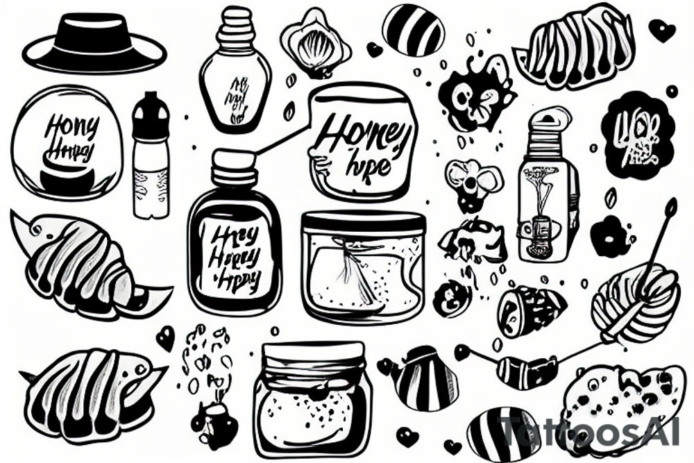 Honey dripping from a dipper tattoo idea