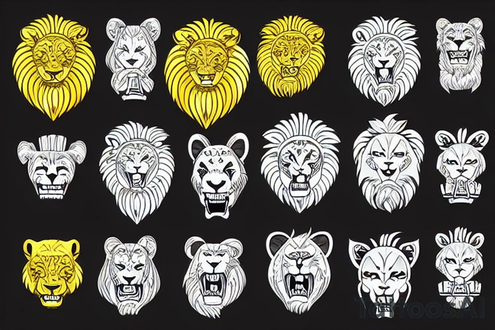 Lion with gold teeth tattoo idea