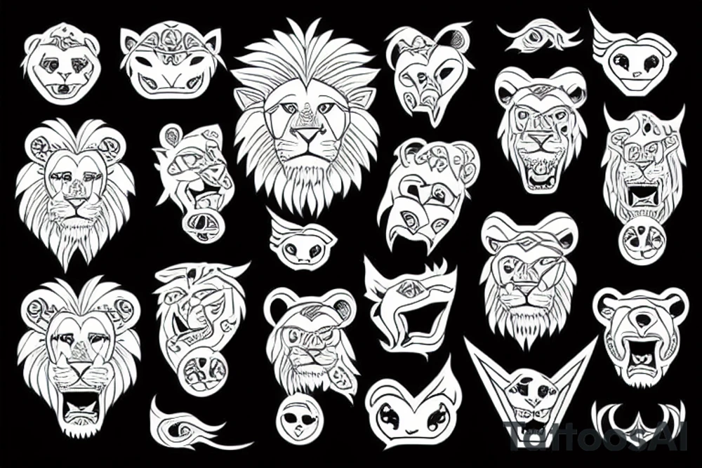 Lion with gold teeth tattoo idea