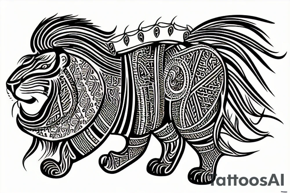 Lion in mandal tattoo idea