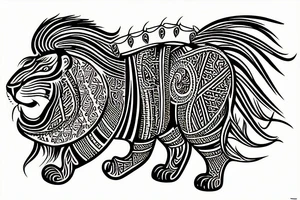 Lion in mandal tattoo idea