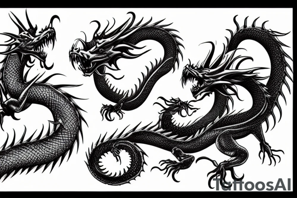 Huge long twisted Dragon tattoo idea