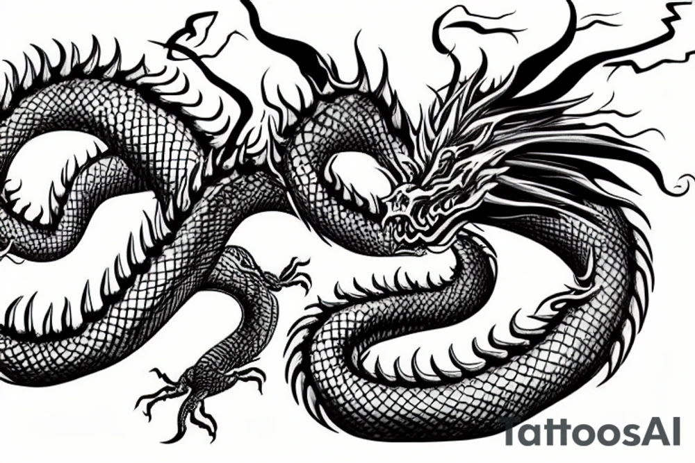 Huge long twisted Dragon tattoo idea