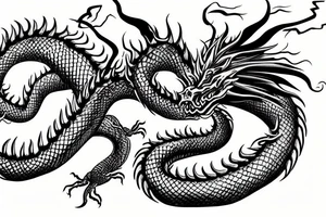 Huge long twisted Dragon tattoo idea