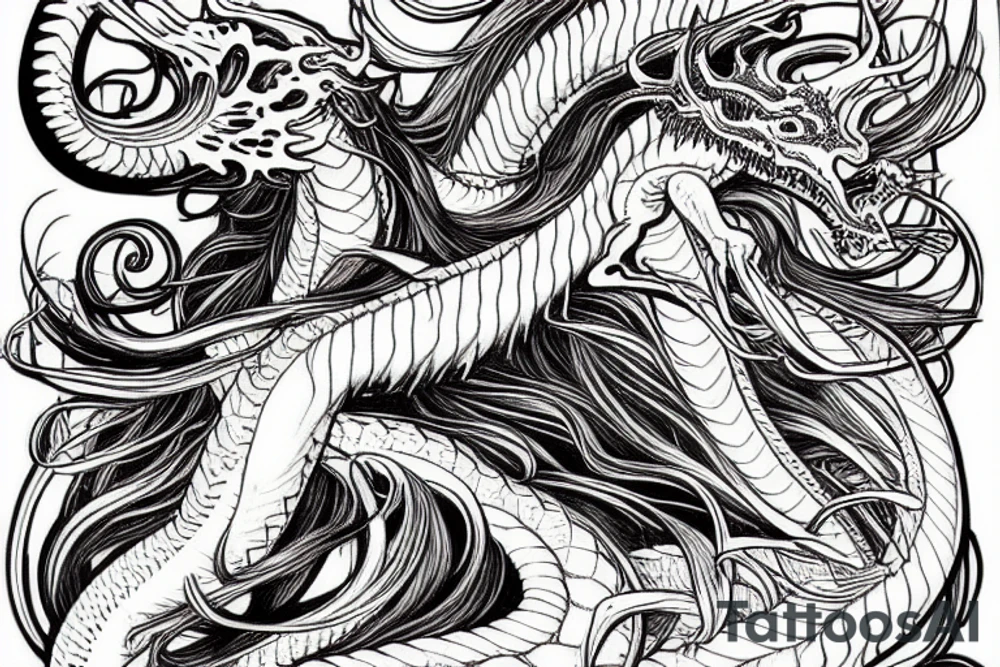 Huge long twisted Dragon tattoo idea