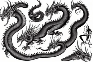 Huge long twisted Dragon tattoo idea