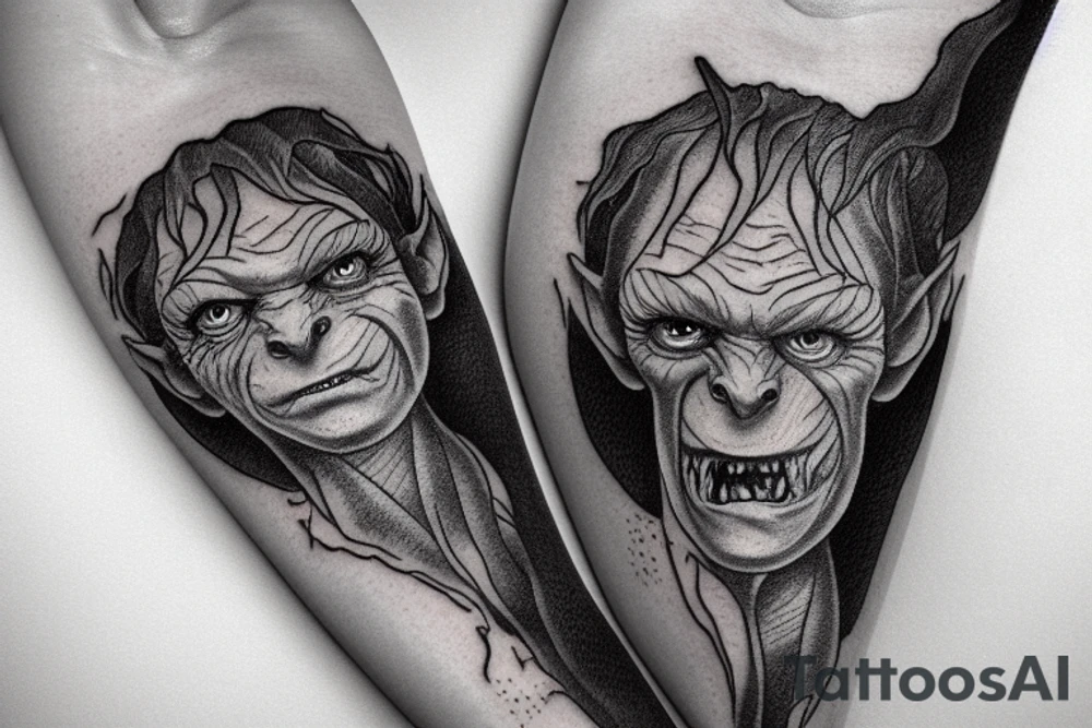 smeagol from lord of the rings on forearm tattoo idea