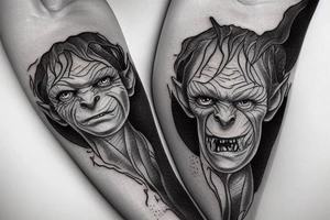 smeagol from lord of the rings on forearm tattoo idea