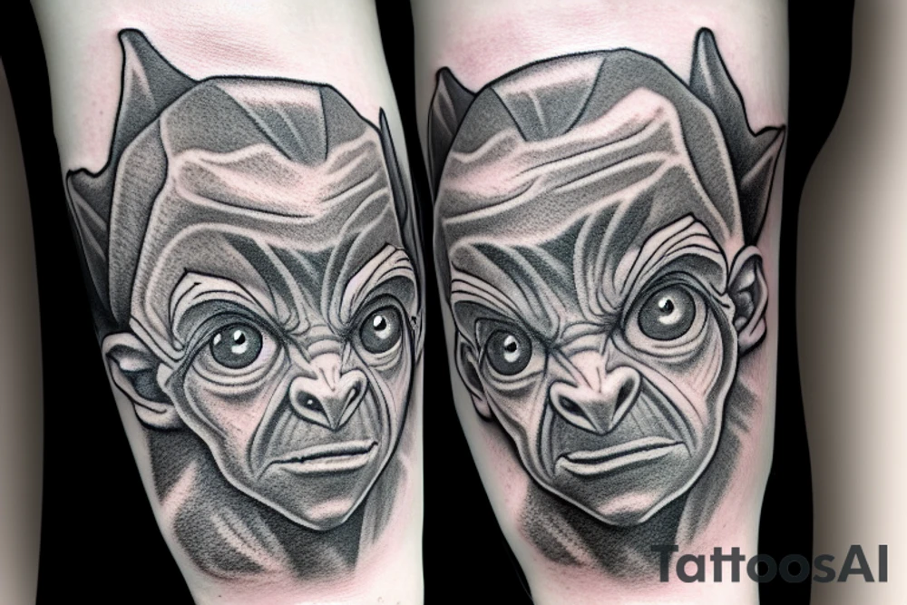 smeagol from lord of the rings on forearm tattoo idea