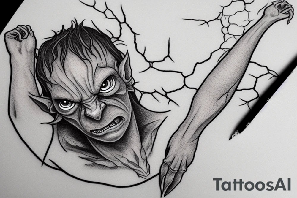 smeagol from lord of the rings on forearm tattoo idea