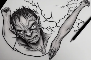 smeagol from lord of the rings on forearm tattoo idea