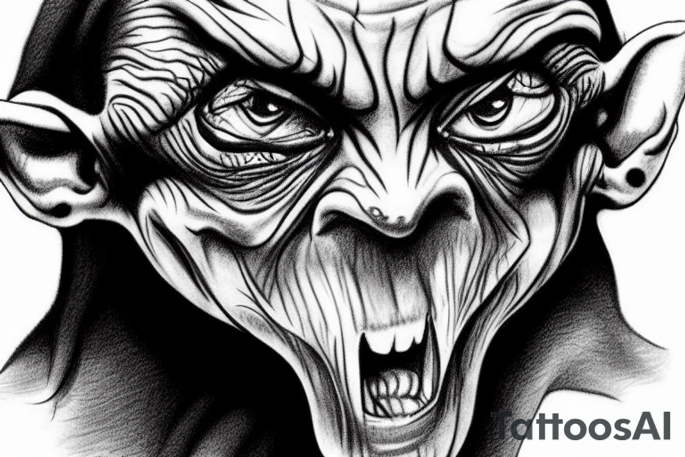 Smeagol from Lord of the Rings, digital art tattoo idea