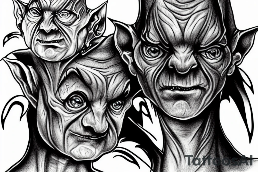 Smeagol from Lord of the Rings, digital art tattoo idea