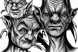 Smeagol from Lord of the Rings, digital art tattoo idea