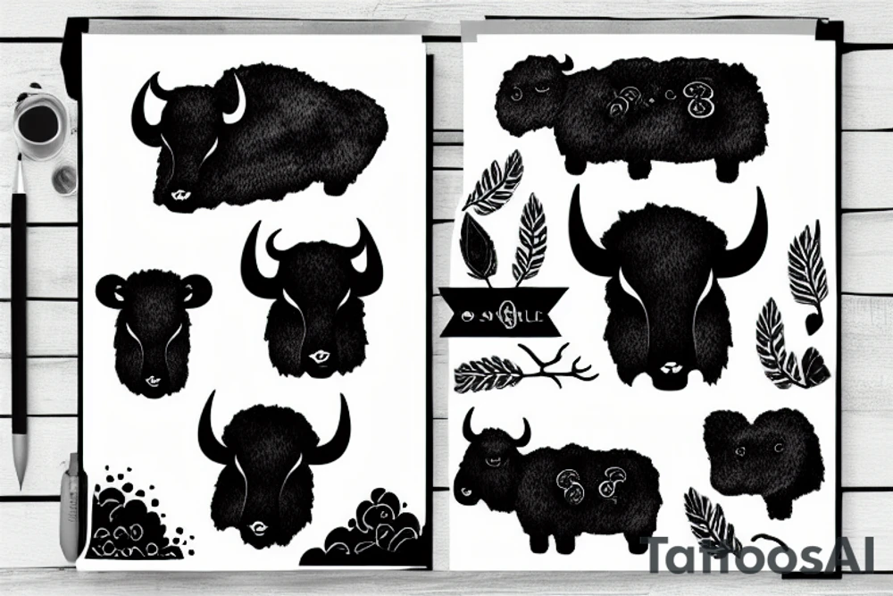 cloudy black ox tattoo idea